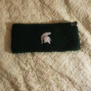 Knit head warmer for Michigan State University fan